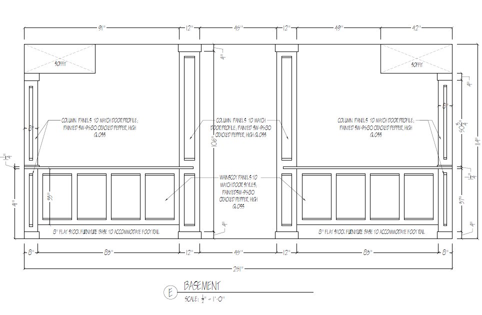 Basement Elevation CAD Drawing – Scale ½″=1′-0″