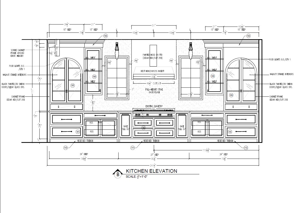 Maronde Enterprises – Kitchen Elevation CAD Drawing